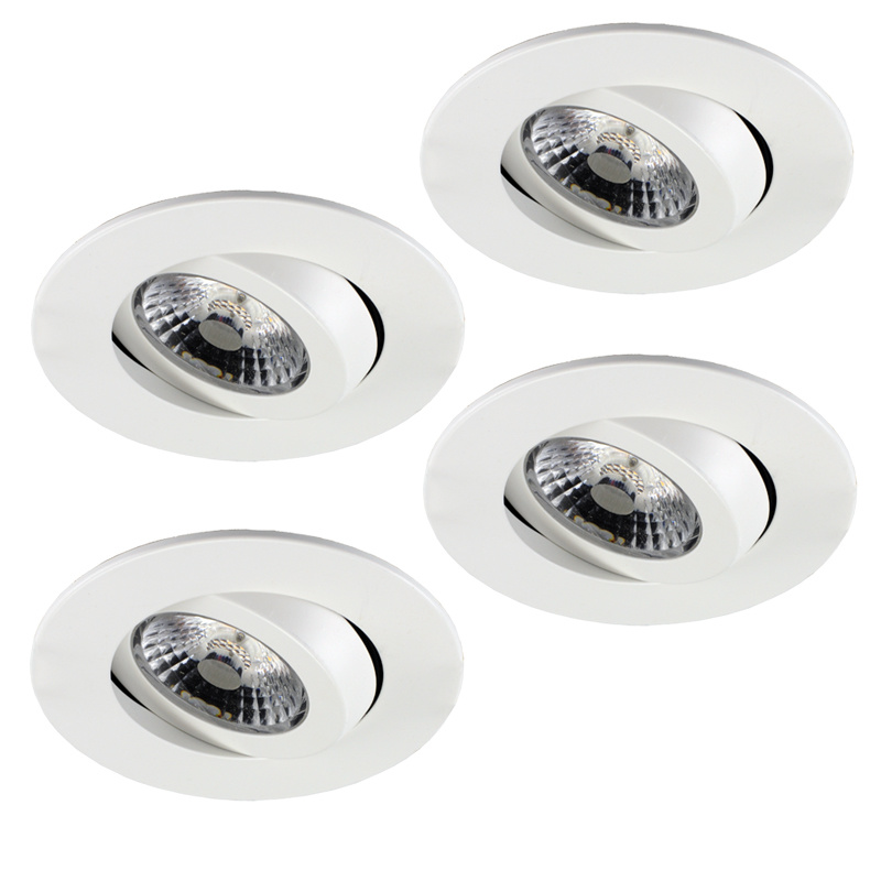 Set van 4 stuks LED inbouwspot Gyro 8W, 360 graden richtbaar