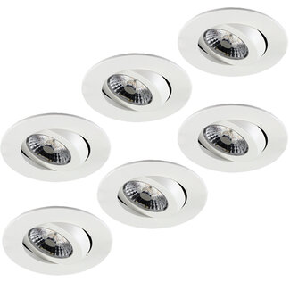 Set van 6 stuks LED inbouwspot Gyro 8W,  360 graden richtbaar