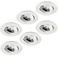 Set van 6 stuks LED inbouwspot Gyro 8W, dimbaar en 360 graden richtbaar