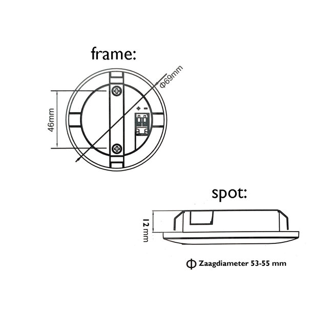 Set van 5 Cabinet Led Opbouwspot warm wit, zwarte uitvoering IP44, dimbaar
