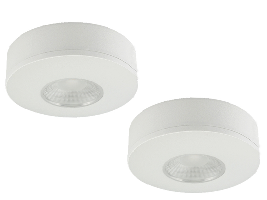 paus premie bestuurder Set van 2 Cabinet Led Opbouwspot warm wit, mat witte uitvoering. IP44 -  123ledspots BV