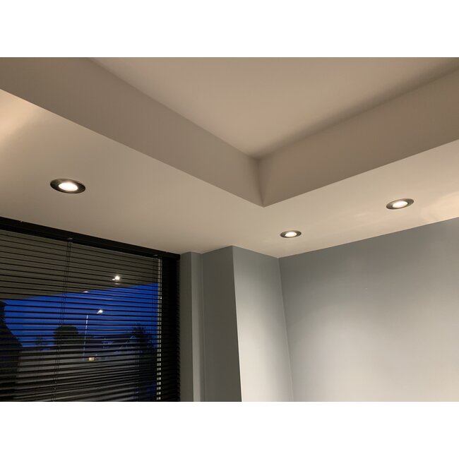 Set van 6 stuks Inbouw LEDspot Parijs, Warm wit licht, dimbaar, 8 Watt, kantelbaar, RVS