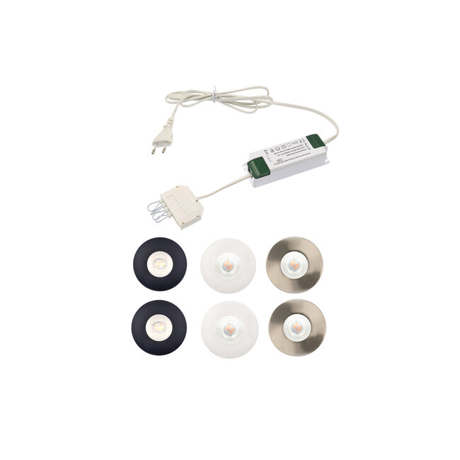 Set van 4 Cabinet Led Opbouwspot warm wit, zwarte uitvoering IP44, dimbaar