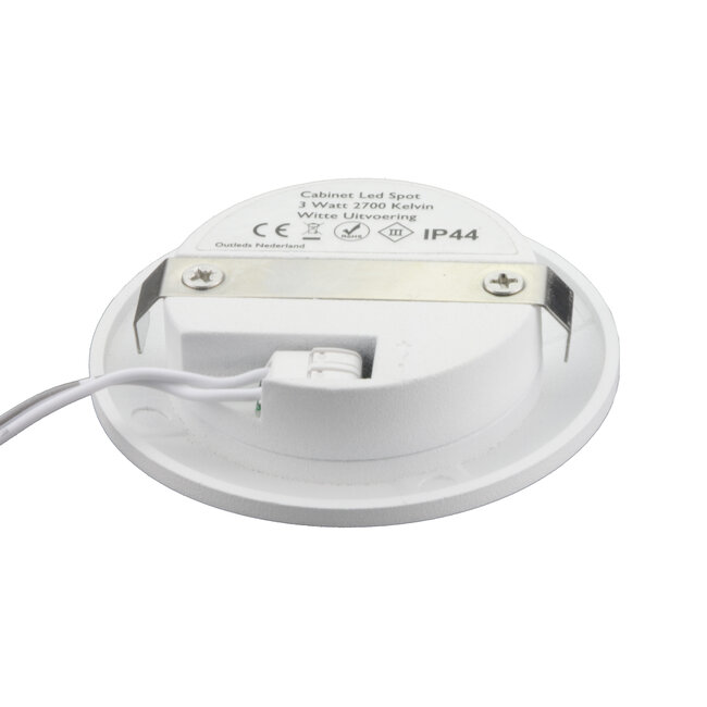 Set van 5 Cabinet Led Inbouwspots warm wit, witte uitvoering IP44, dimbaar