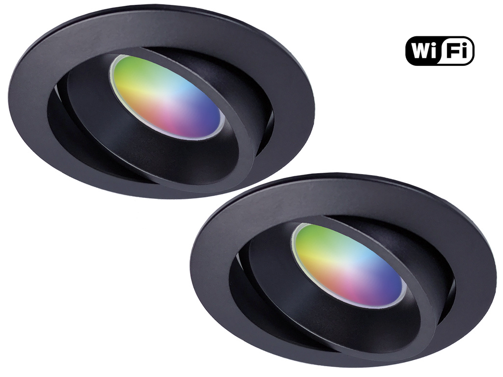 Ansell Set van 2 stuks Smart Inbouwspot Zwart - RGB & Dimtone