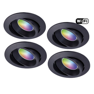 Set van 4 stuks Smart Inbouwspot Zwart - RGB & Dimtone