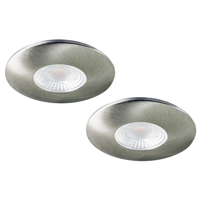 Set van 2 Cabinet Led Inbouwspots warm wit, in rvs kleur IP44, dimbaar