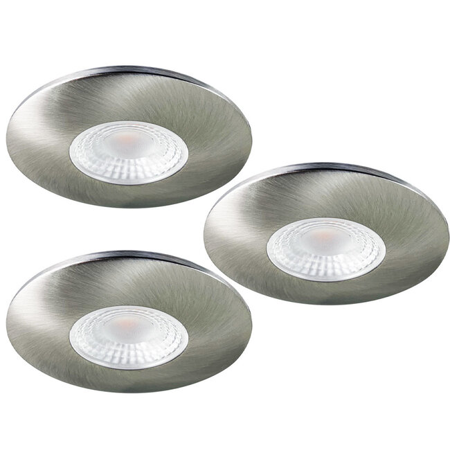 Set van 3 Cabinet Led Inbouwspots warm wit, in rvs kleur IP44 , dimbaar