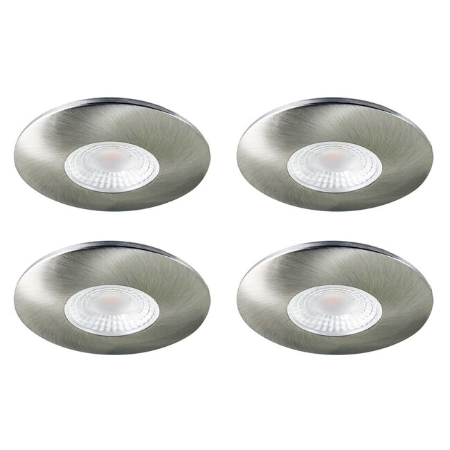 Set van 4 Cabinet Led Inbouwspots warm wit, in rvs kleur IP44, dimbaar