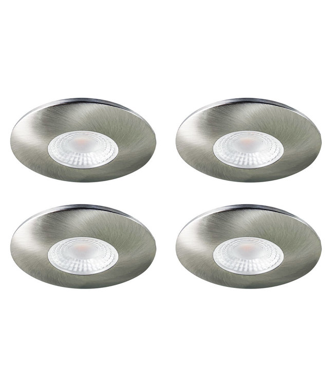 Set van  4 Cabinet Led Inbouwspots warm wit, in rvs kleur IP44, dimbaar