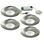 Set van 4 Cabinet Led Inbouwspots warm wit, in rvs kleur IP44, dimbaar