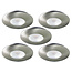 Set van 5 Cabinet Led Inbouwspots warm wit, in rvs kleur IP44, , dimbaar
