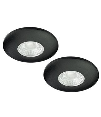 Set van 2 Cabinet Led Inbouwspot warm wit, zwarte uitvoering IP44, dimbaar