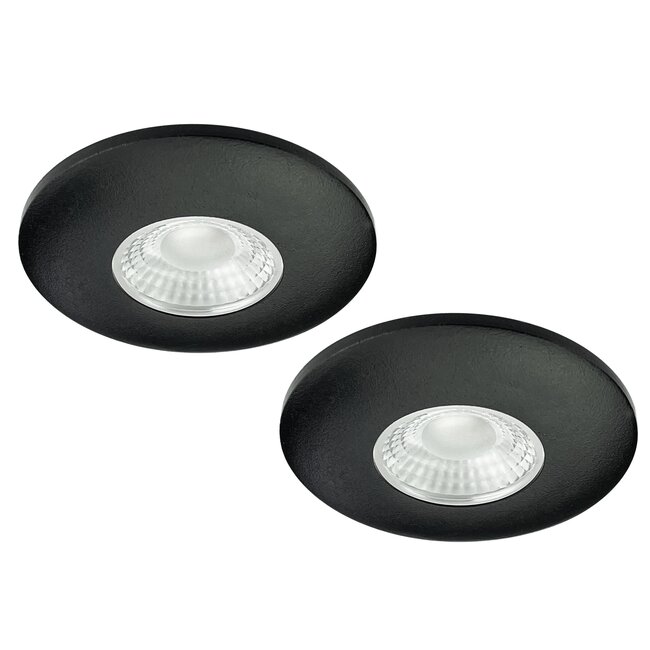 Set van 2 Cabinet Led Inbouwspot warm wit, zwarte uitvoering IP44, dimbaar