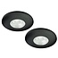 Set van 2 Cabinet Led Inbouwspot warm wit, zwarte uitvoering IP44, dimbaar