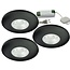 Set van 3 Cabinet Led Inbouwspots warm wit, zwarte uitvoering IP44, dimbaar