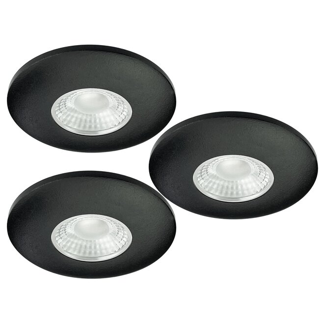Set van 3 Cabinet Led Inbouwspots warm wit, zwarte uitvoering IP44, dimbaar