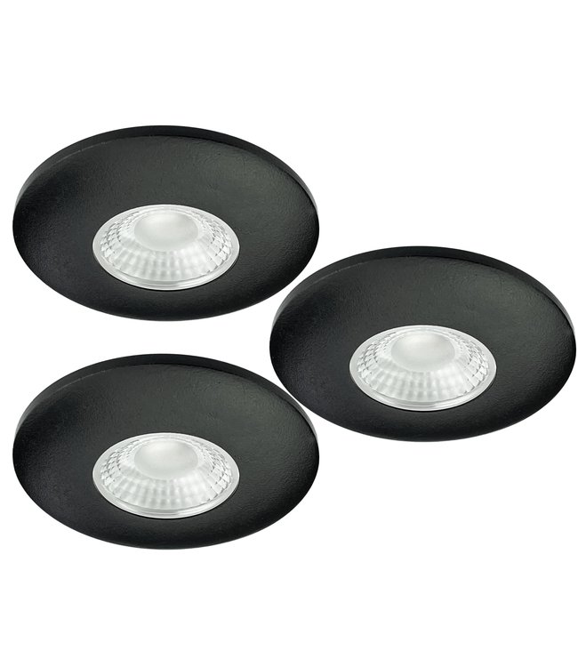 Set van 3 Cabinet Led Inbouwspots warm wit, zwarte uitvoering IP44, dimbaar