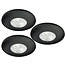 Set van 3 Cabinet Led Inbouwspots warm wit, zwarte uitvoering IP44, dimbaar