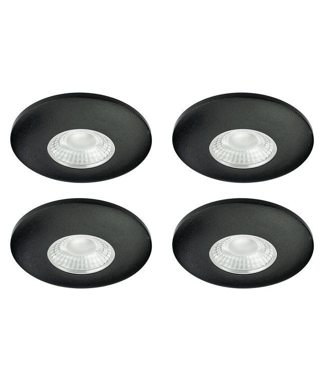 Set van 4 Cabinet Led Inbouwspots warm wit, zwarte uitvoering IP44, dimbaar