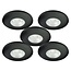 Set van 5 Cabinet Led Inbouwspots warm wit, zwarte uitvoering IP44, dimbaar