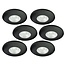 Set van 6 Cabinet Led Inbouwspots warm wit, zwarte uitvoering IP44, dimbaar