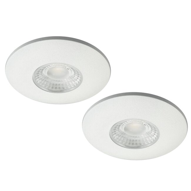 Set van 2 Cabinet Led Inbouwspots warm wit, witte uitvoering IP44, dimbaar