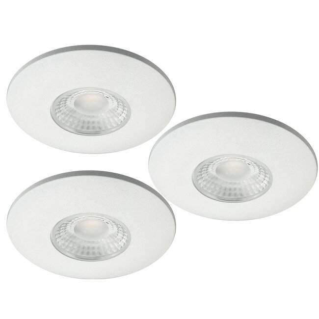 Set van 3 Cabinet Led Inbouwspots warm wit, witte uitvoering IP44, dimbaar