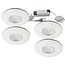 Set van 4 Cabinet Led Inbouwspots warm wit, witte uitvoering IP44, dimbaar