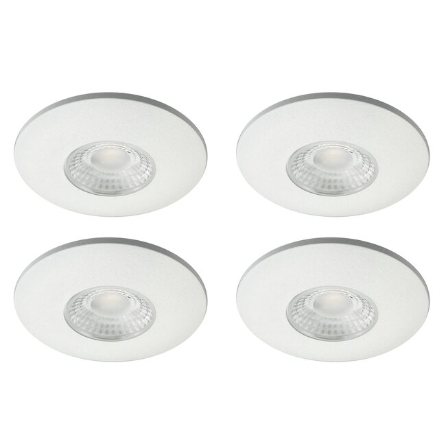 Set van 4 Cabinet Led Inbouwspots warm wit, witte uitvoering IP44, dimbaar