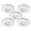 Set van 5 Cabinet Led Inbouwspots warm wit, witte uitvoering IP44, dimbaar