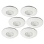 Set van 6 Cabinet Led Inbouwspots warm wit, witte uitvoering IP44, dimbaar