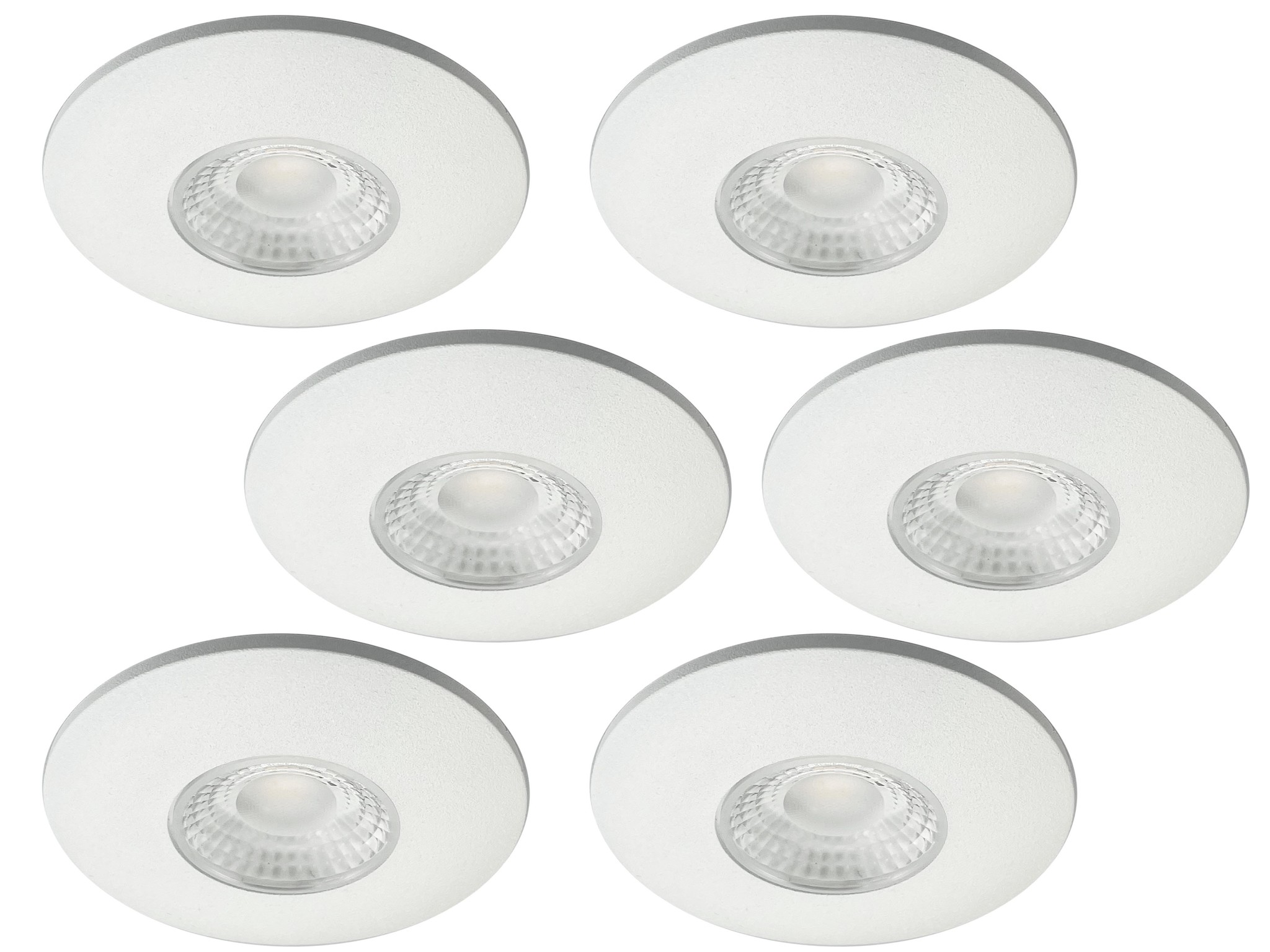 Set van 6 Cabinet Led Inbouwspots warm wit, witte uitvoering IP44, dimbaar