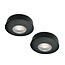 Set van 2 Cabinet Led Opbouwspot warm wit, zwarte uitvoering IP44, dimbaar