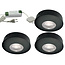 Set van 3 Cabinet Led Opbouwspot warm wit, zwarte uitvoering IP44, dimbaar