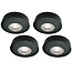Set van 4 Cabinet Led Opbouwspot warm wit, zwarte uitvoering IP44, dimbaar
