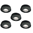 Set van 5 Cabinet Led Opbouwspot warm wit, zwarte uitvoering IP44, dimbaar