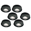 Set van 6 Cabinet Led Opbouwspot warm wit, zwarte uitvoering IP44, dimbaar
