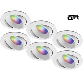 Set van 6 stuks Smart Inbouwspot - RGB & Dimtone