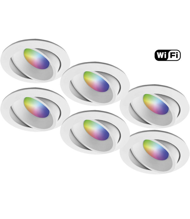 Set van 6 stuks Witte Wifi. RGB en dimtone 5,5 W - 123ledspots BV