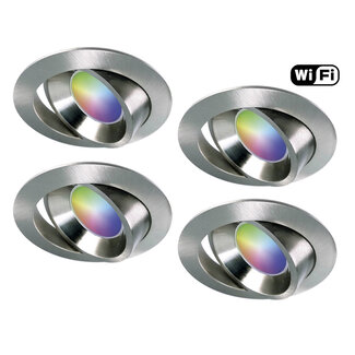 Set van 4 stuks RVS Wifi. RGB en dimtone spots, 5,5 W