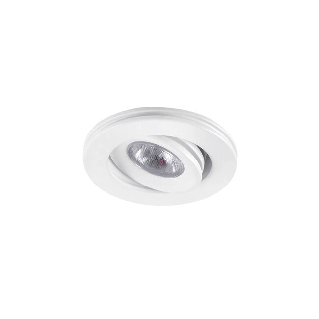 Dimbare mini inbouwLEDspot, warm wit, 1x3W Kantelbaar IP44 WITTE uitvoering
