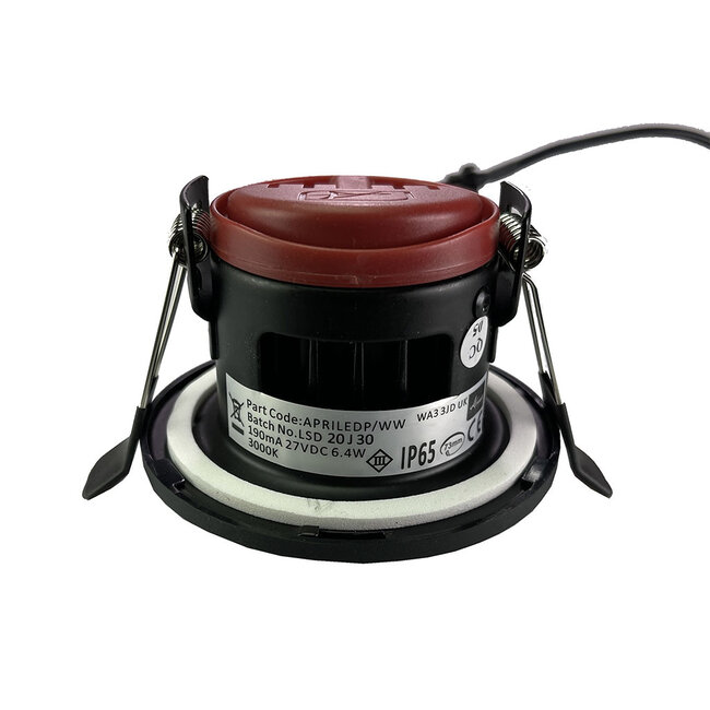 Set van 6 stuks Badkamer LEDspot Venetië, IP65 Dimbaar, zwarte uitvoering, Warm wit licht