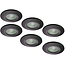 Set van 6 stuks Badkamer LEDspot Venetië, IP65 Dimbaar, zwarte uitvoering, Warm wit licht