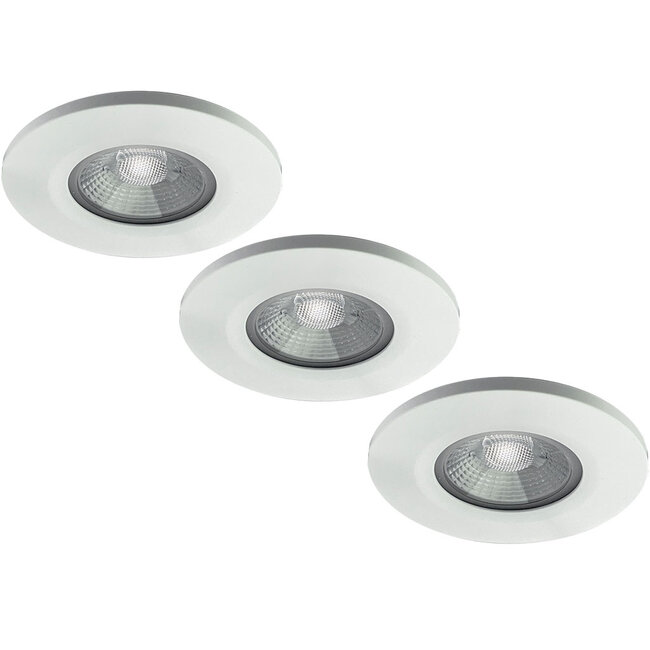 Set van 3 stuks badkamer LEDspot Venetië, IP65 Dimbaar, Witte uitvoering, Warm wit licht