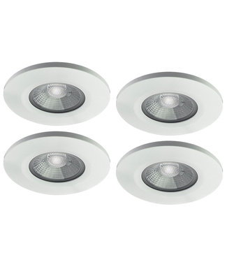 Set van 4 stuks badkamer LEDspot Venetië, IP65 Dimbaar, Witte uitvoering, Warm wit licht