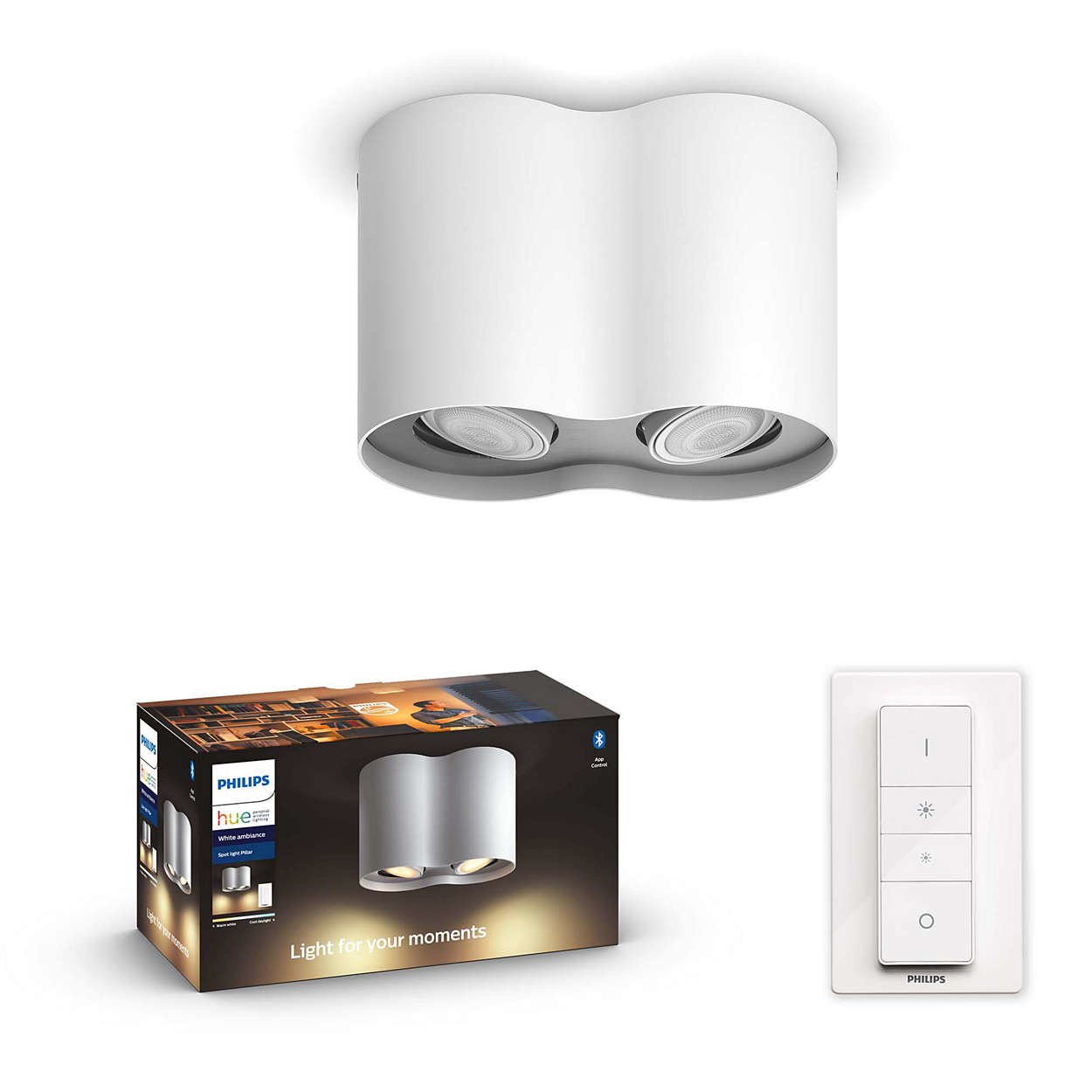 Philips Hue Armatuur DUOspot, Ambiance, Wit, dimmer - 123ledspots BV