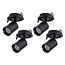 Set van 4, dimbare inbouw led spot Rotterdam, 360 graden richtbaar. Zwart
