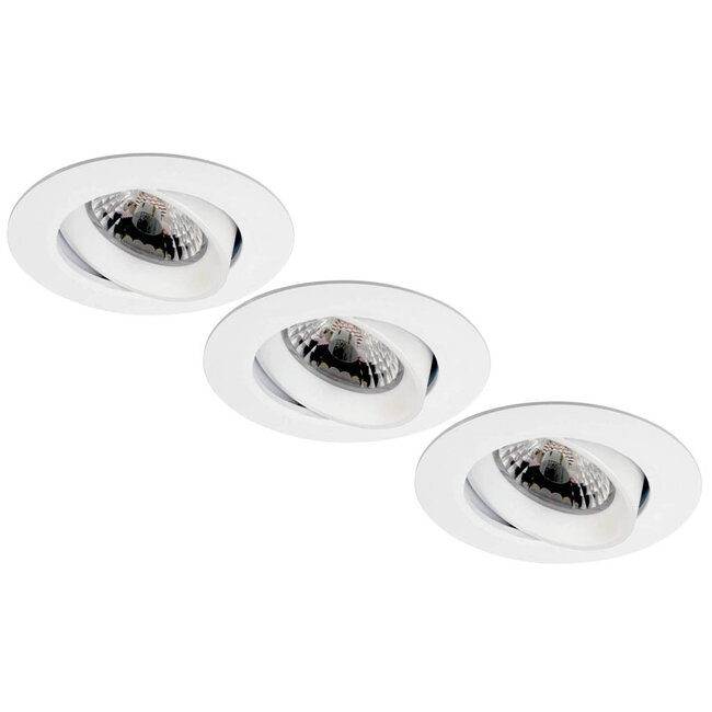 Set van 3 stuks Inbouw LEDspot Parijs, Warm wit licht, dimbaar, 8 Watt, kantelbaar