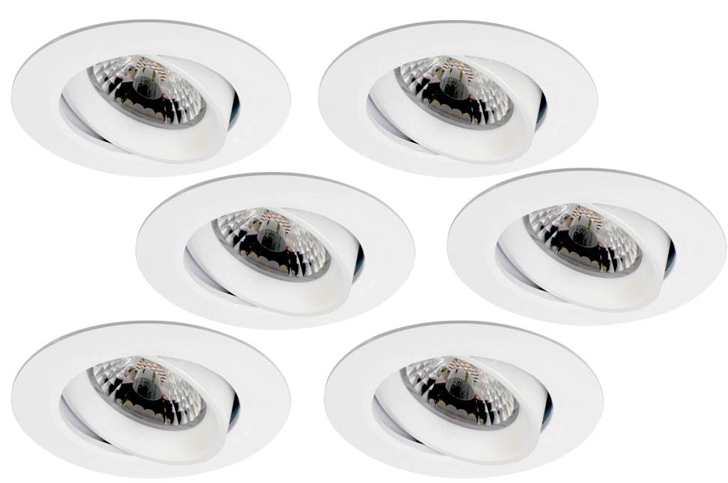Set van 6 stuks Inbouw LEDspot Parijs, 8 Watt